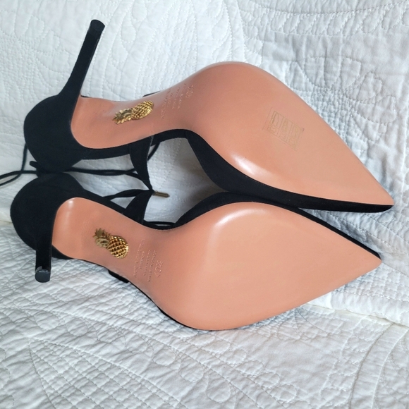 SOLD❗Aquazzura Matilde Pump Black Suede Crisscross Strap Size 40.5 - Picture 3 of 10